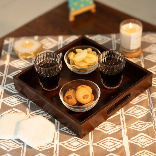 Leather Coffee Tray | Square | Medium | Flat 50% off - Use Code "LOVELEATHER" at checkout