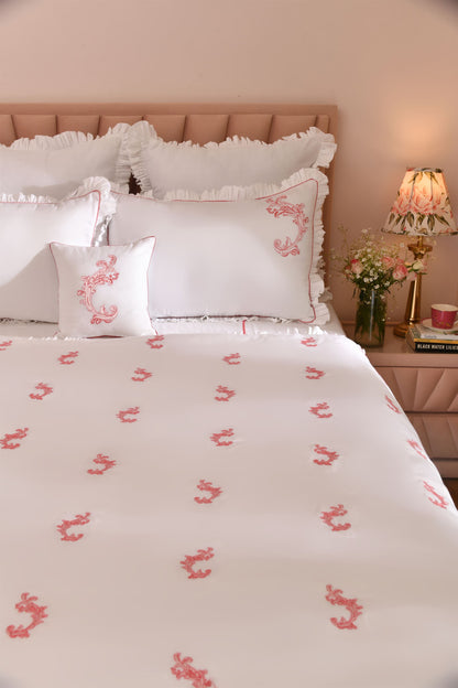 Blooming Dahlia 500 TC Embroidered Cotton Bedsheet