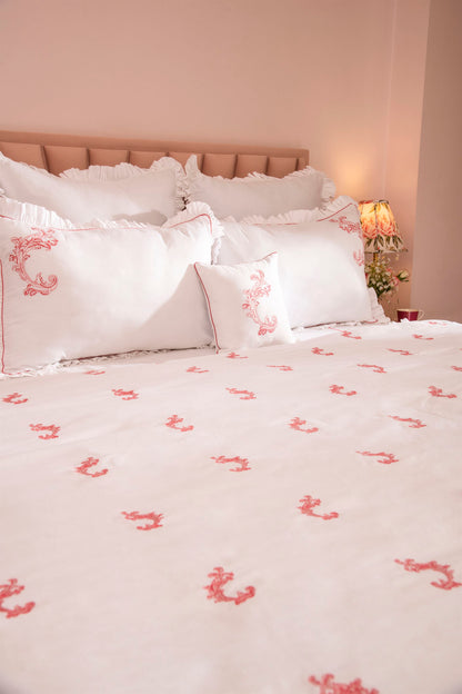 Blooming Dahlia 500 TC Embroidered Cotton Bedsheet