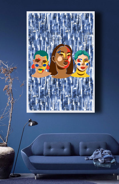 Blue Canvas Paper Digital Wall Art