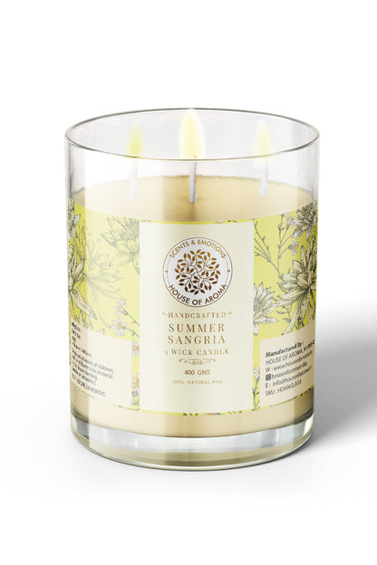 House of Aroma Natural Wax Summer Sangria Candle 3 Wicks