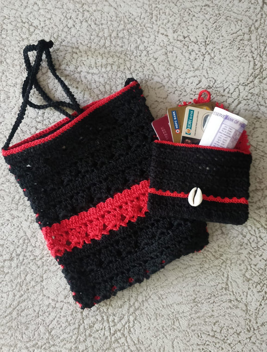 Hand Crocheted Sling Bag with wallet