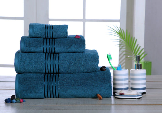 LetsDry 'Valencia' Towel Combo |Set of 4| 1 Bath Sheet, 1 Bath, 1 Hand, 1 Wash