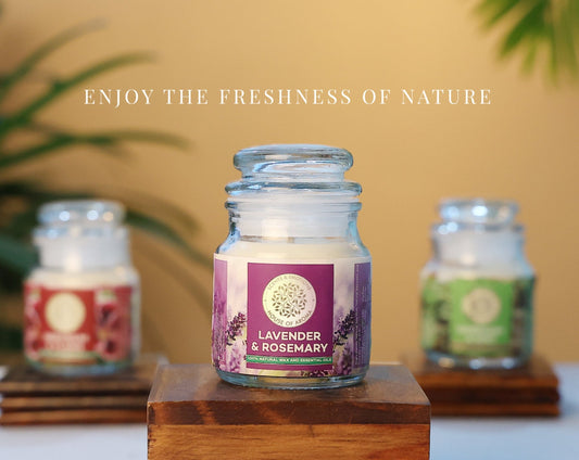 House of Aroma Lavender and Rosemary Scented Candle for Aromatherapy, Made with 100% Natural Wax and Essential Oils
