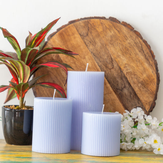 Ocean Breeze Ribbed Scented Pillar Candle