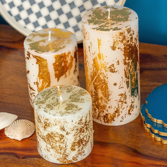 Non-Scented Gold Dust Pillar Candle