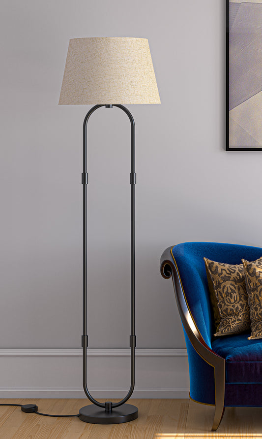 Cambridge Adjustable Floor Lamp in an Antique Brass Finish with Satin  Nickel Accents