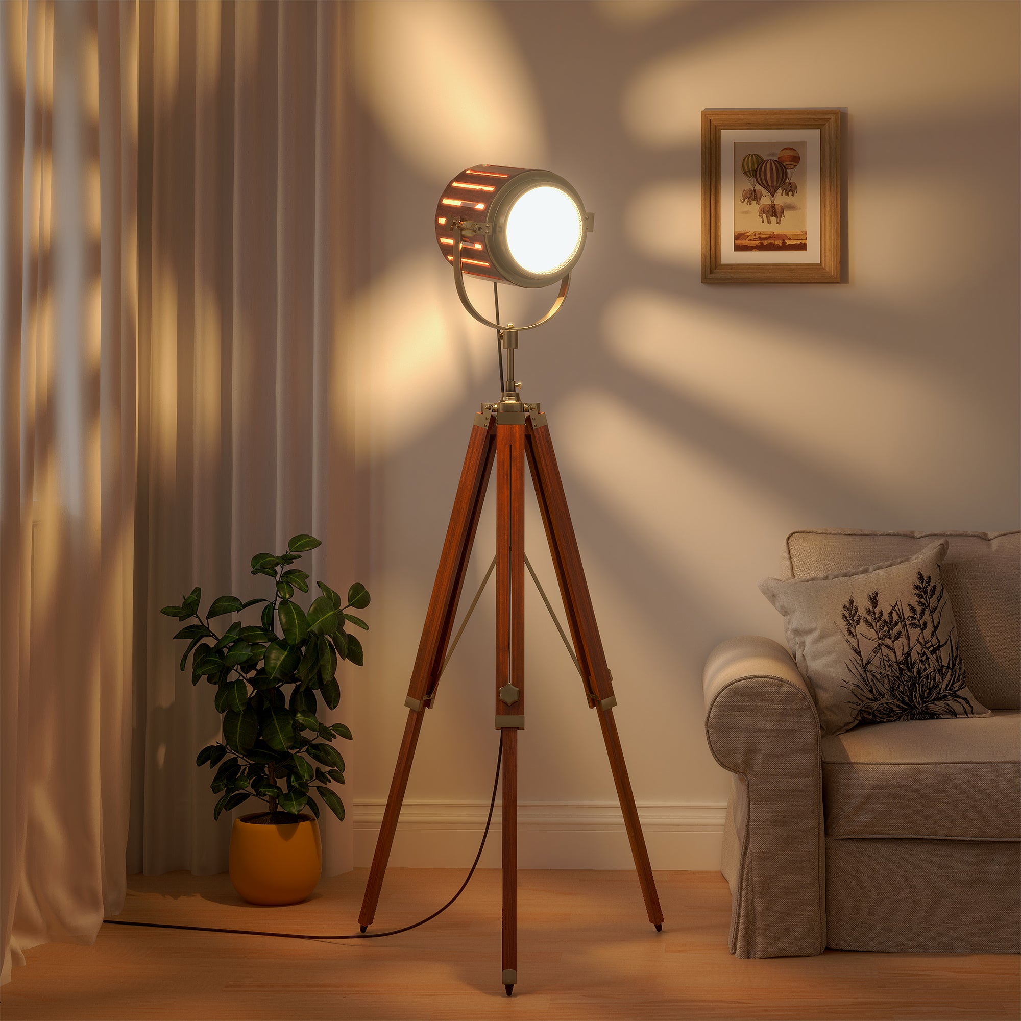 Floor standing outlet tripod lamps