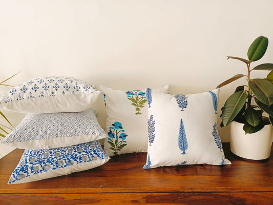 Blue & White Coordinated Cushion Cover Set