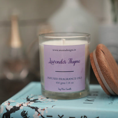 Lavender Thyme Soy Wax Glass Candle