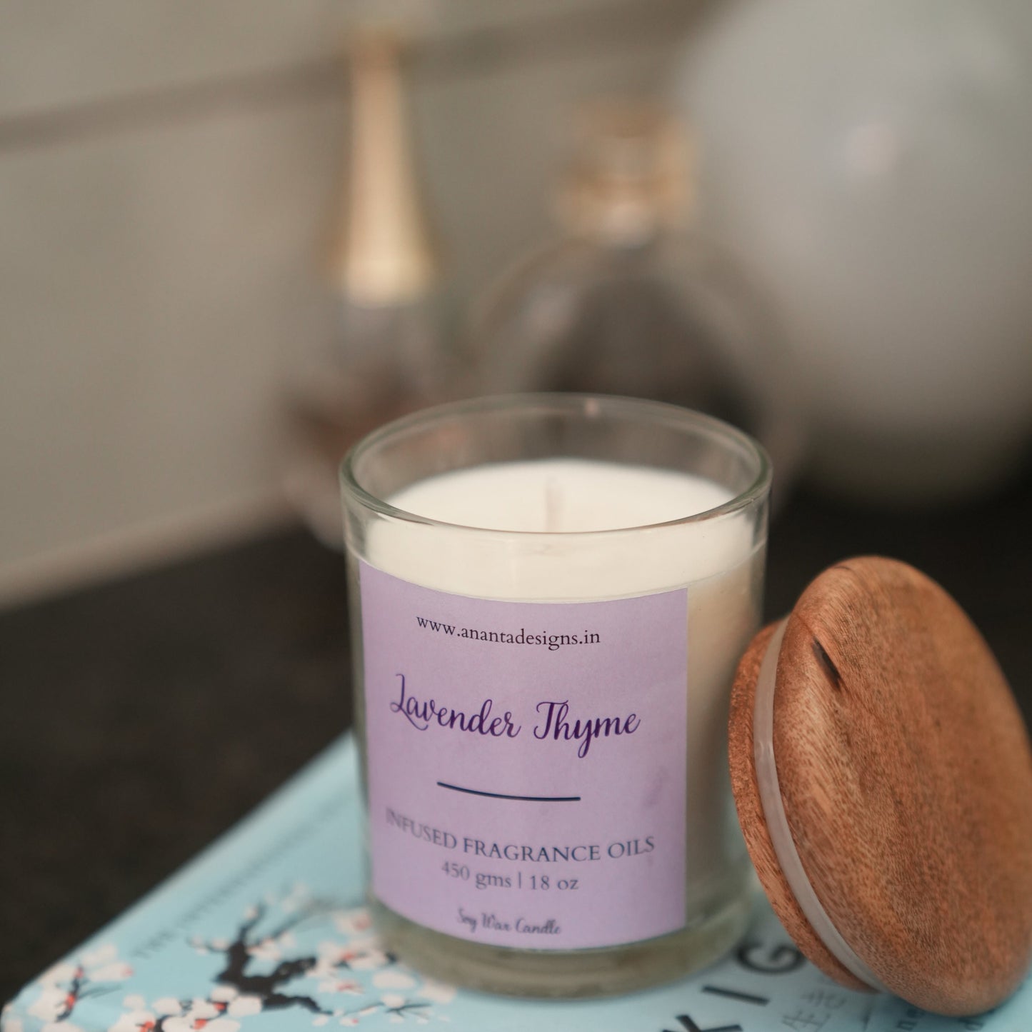 Lavender Thyme Soy Wax Glass Candle