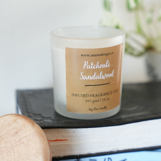 Patchouli Sandalwood Soy Wax Glass Candle